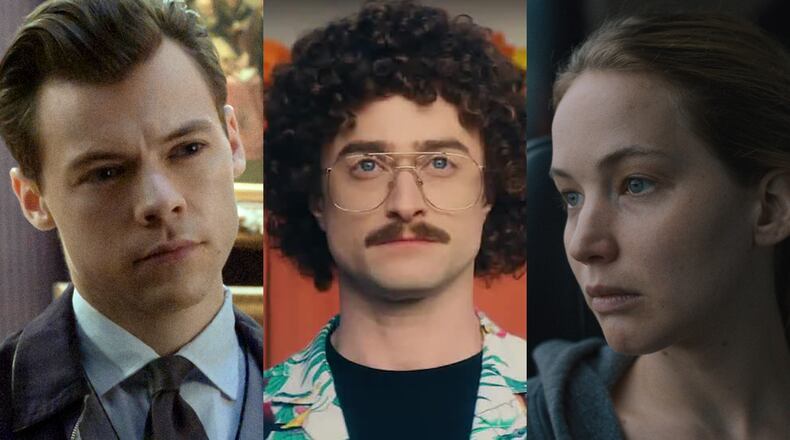 This week: Harry Styles stars in Amazon's "My Policeman," Daniel Radcliffe plays Weird Al in "Weird: The Al Yankovic Story" on Roku; and "Causeway" features Jennifer Lawrence on Apple TV+. AMAZON/ROKU/APPLE TV+