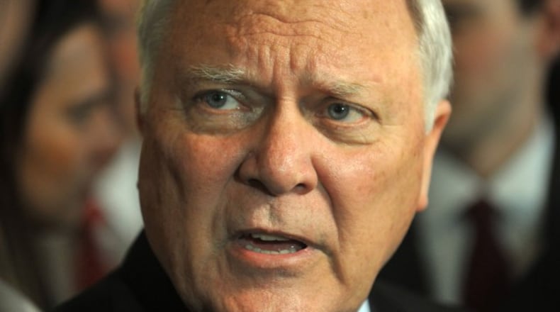 MAY 20, 2014 ATLANTA Georgia Gov. Nathan Deal is shown at his election night party at the Georgian Terrace Hotel in Atlanta, Tuesday, May 20, 2014. Deal faces two GOP challengers in his bid for a second term. KENT D. JOHNSON/KDJOHNSON@AJC.COM AJC Photo / Kent D. Johnson