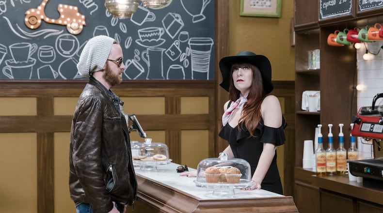 Zane Harris as Zack (right) and Heather Schroeder as Edward act out a scene in the SCAD TV production of “The Buzz” in Savannah. CONTRIBUTED BY SAVANNAH COLLEGE OF ART AND DESIGN