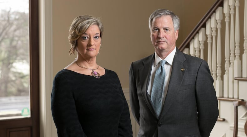 March 1, 2018 - Atlanta, Ga: Anne King, of Tennille, Ga., is shown with her lawyer Ken Hodges at Hodges’ law office on March 1, 2018, in Atlanta. King is suing in federal court her ex-husband, a deputy, who signed off on the warrant for King in Washington County. (JASON GETZ for the AJC)