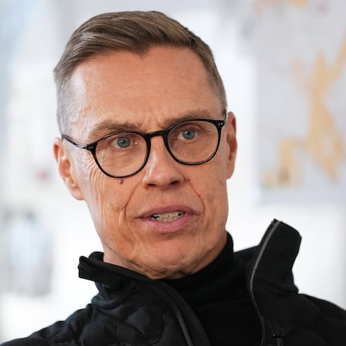 Finland's President Alexander Stubb speaks during an interview with The Associated Press in Halvala, Finland, Saturday, Nov. 15, 2025. (AP Photo/Sergei Grits)