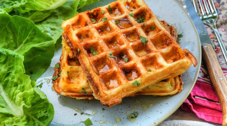 Savory Dinner Waffles. (Chris Hunt for The Atlanta Journal-Constitution)