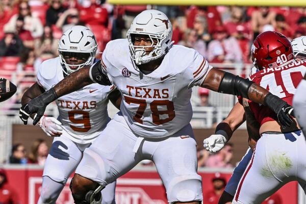 Texas offensive lineman Kelvin Banks Jr. during a November game against Arkansas.