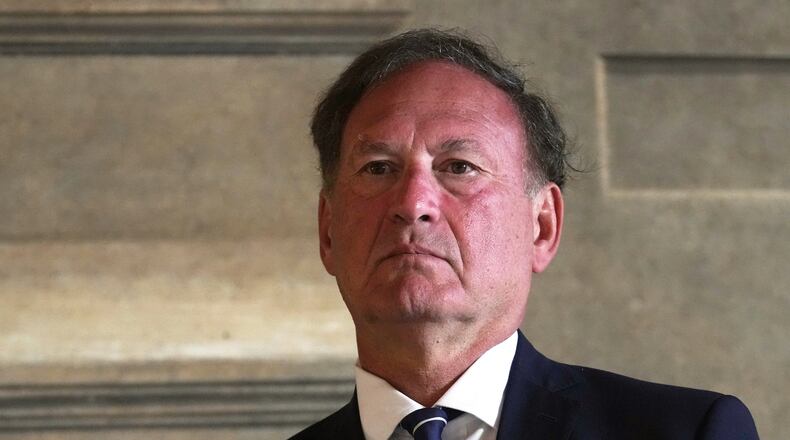 FILE - Supreme Court Justice Samuel Alito attends a meeting in Rome, Sept. 20, 2025. (AP Photo/Andrew Medichini, File)