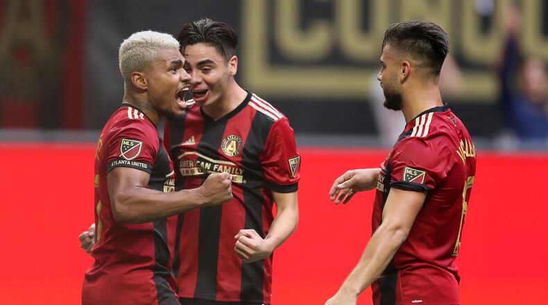 Josef Martinez reacts after scoring the second goal of the team for the lead but Toronto FC manage to tied the game by the end of the match.