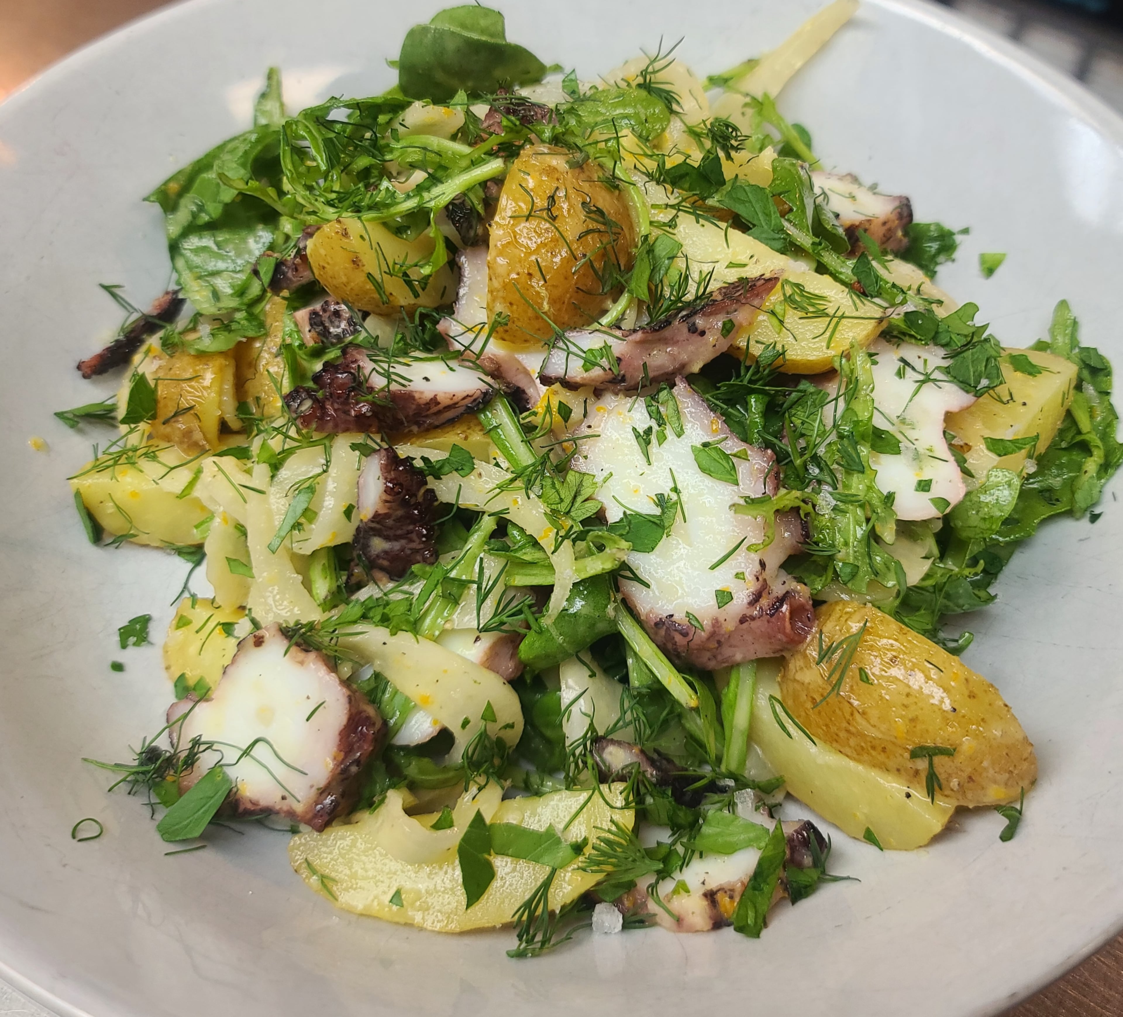 The Kraken (octopus) Salad at Dead End Drinks. (Angela Hansberger for The Atlanta Journal-Constitution)