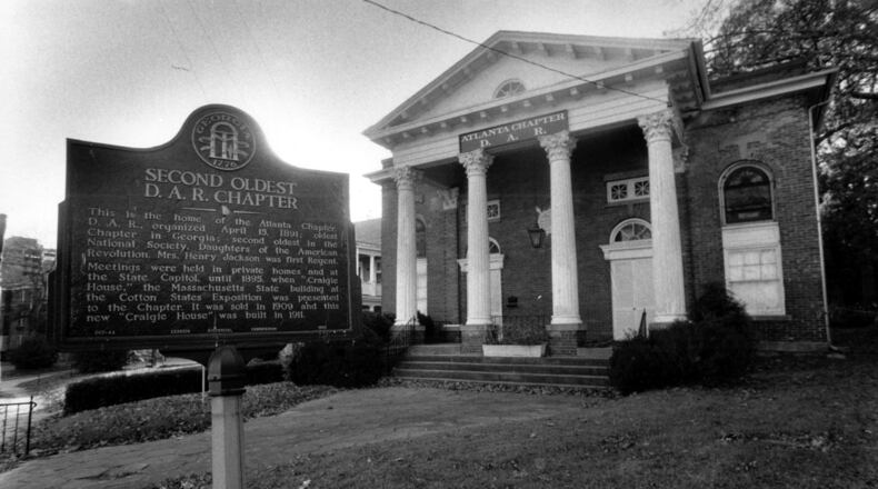 Nov. 12, 1987 - Atlanta, Ga.: The D.A.R. Atlanta Chapter house is threatened: Craigie House, built in 1911 for the Atlanta chapter of the Daughters of theAmerican Revolution, will be torn down if $100,000 cannot be raised to restore it. (John Spink/AJC staff) 1987