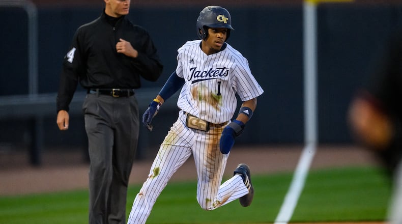 Georgia Tech shortstop Chandler Simpson has been an offensive catalyst. The Yellow Jackets lost against Georgia State on Tuesday night. (Danny Karnik/Georgia Tech Athletics)