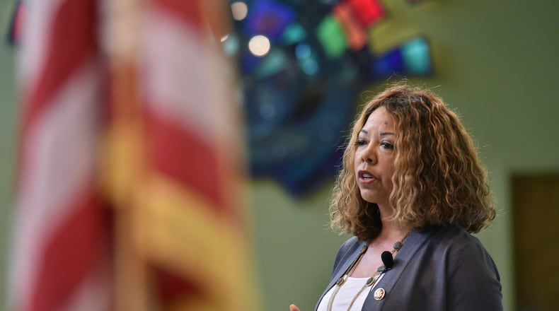 U.S. Rep. Lucy McBath, D-Marietta, at a town hall meeting in Marietta in April. HYOSUB SHIN / HSHIN@AJC.COM