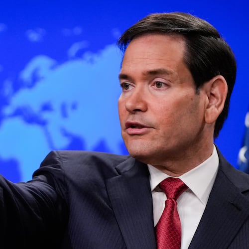 Secretary of State Marco Rubio speaks during a news conference at the State Department, Friday, Dec. 19, 2025, in Washington. (AP Photo/Julia Demaree Nikhinson)