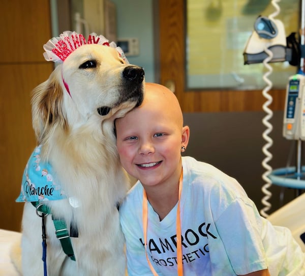 11-year-old Rhealynn Mills during a stay at Children's Healthcare of Atlanta. Mills recently won a contest for her artwork to appear on NASCAR driver Chase Elliott's car at the Atlanta race on June 28, 2025. (Courtesy of Children's Healthcare of Atlanta)