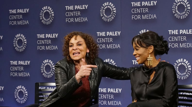 NEW YORK, NY - DECEMBER 07:Actors Jasmine Guy and Anika Noni Rose attend BET Presents "An Evening With 'The Quad'" At The Paley Center on December 7, 2016 in New York City. (Photo by Bennett Raglin/Getty Images for BET Networks)