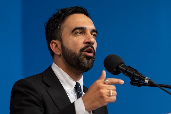 Democratic mayoral candidate Zohran Mamdani speaks during the National Action Network's Saturday action rally at House of Justice in Harlem, Saturday, June 28, 2025, in New York. (AP Photo/Yuki Iwamura)