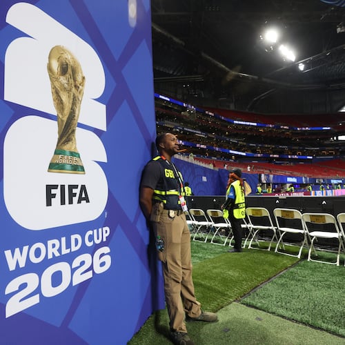 A GBI agent stands inside Atlanta Stadium before the start of the Czechia vs. South Africa FIFA World Cup match on Thursday, June 18, 2026. Stay with the AJC to keep up to date on all things World Cup in Atlanta. (Jason Getz/AJC)