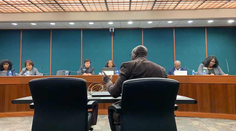 A panel of Senate Democrats heard from several speakers at a hearing regarding homeowner association regulations in the Coverdell Legislative Office Building on Thursday, Nov. 9, 2023.