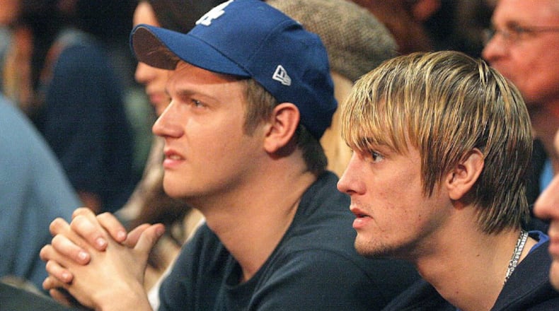 Nick Carter and Aaron Carter during WWE Monday Night RAW with Surprise Guest Kevin Federline at The Staples Center in Los Angeles, California, United States. (Photo by Matthew Simmons/WireImage for World Wrestling Entertainment, Inc)