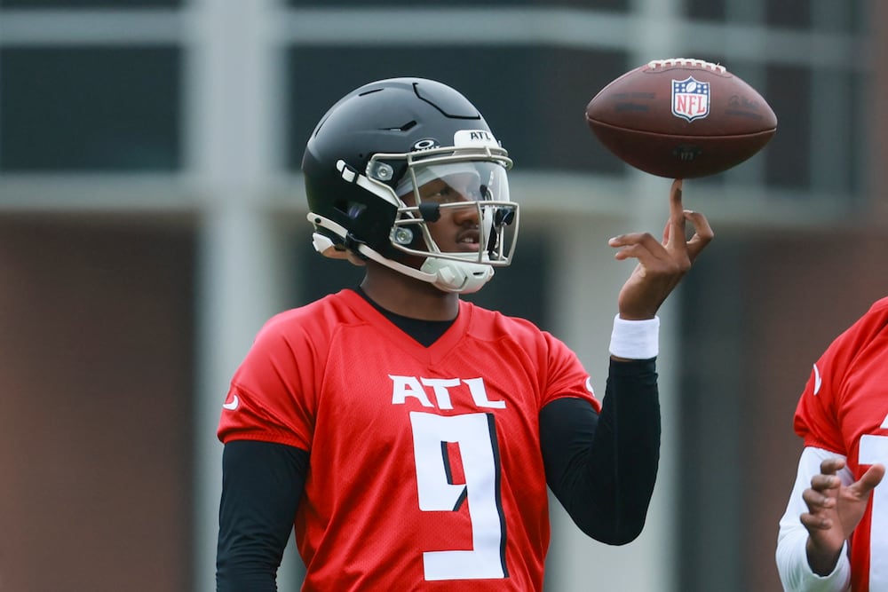 Quarterback Michael Penix Jr. showed off during the Falcons' OTAs in May.