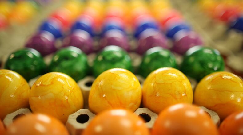 Freshly-painted Easter eggs. (Photo: Ralph Orlowski/Getty Images)