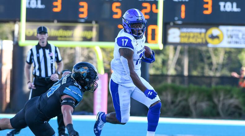 Destin Coates of Georgia State eyes an opening. Photo by Todd Drexler