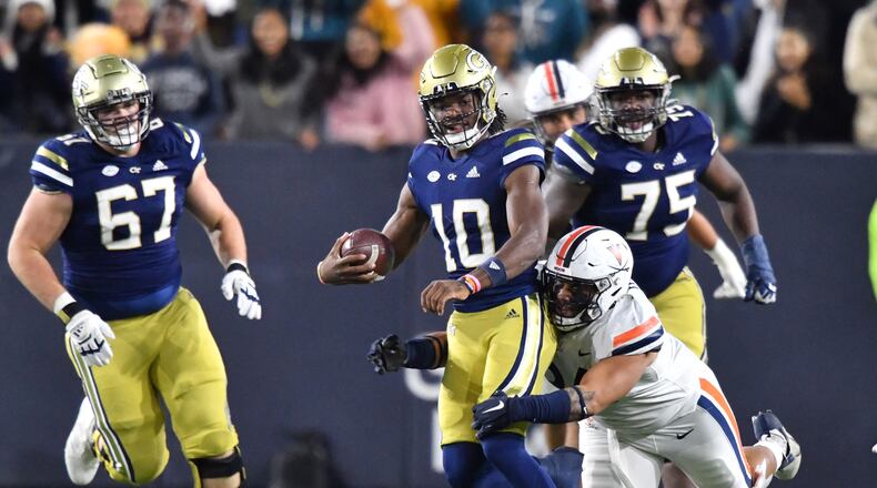 Georgia Tech quarterback Jeff Sims has resumed practicing ahead of Saturday’s ACC game at Virginia Tech. (Hyosub Shin / Hyosub.Shin@ajc.com)