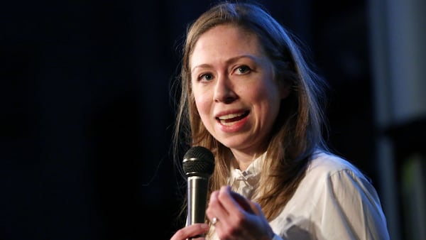 NEW YORK, NY - APRIL 04: Chelsea Clinton speaks on stage before signing copies of her new book "It's Your World" at Housing Works Bookstore on April 4, 2017 in New York City. (Photo by Monica Schipper/Getty Images)