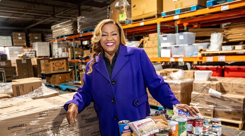 Elisabeth Omilami, the CEO of Hosea Helps, is battling stage III breast cancer and continues to lead the organization as the holiday season begins on Wednesday, Nov. 9, 2022. (Jenni Girtman for The Atlanta Journal-Constitution)