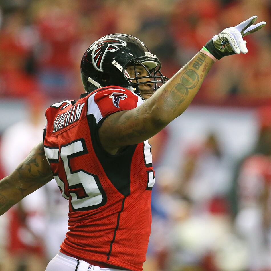 Nicknamed “The Predator” for his pass-rushing proficiency, former Falcons defensive end John Abraham will become the 15th member of the Ring of Honor. (Curtis Compton/AJC 2012)