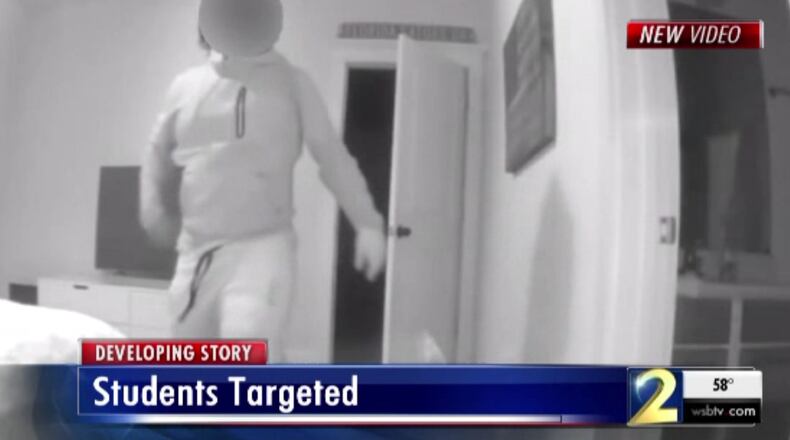 This is a screenshot of security footage of a UGA student's home being broken into by a minor while classes were out of session for the holidays, police said.