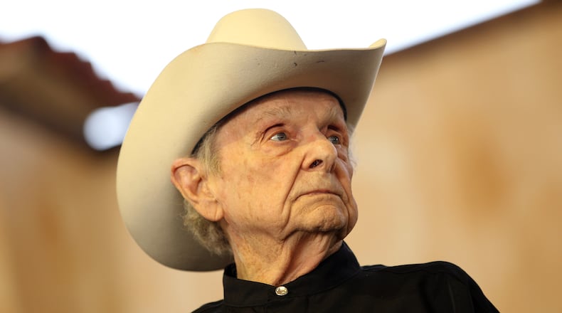 FILE JUNE 23, 2016: Pioneer of the high lonesome style of American Bluegrass music, Ralph Stanley had died at the age of 89. He was a member of the Grand Ole Opry and the Bluegrass Hall of Fame. Stanley had a career resurgence with the release of the Coen Brothers film and soundtrack O Brother, Where Art Thou? in 2000. INDIO, CA - APRIL 28: Musician Ralph Stanley performs onstage during the Stagecoach Country Music Festival held at the Empire Polo Field on April 28, 2012 in Indio, California. (Photo by Karl Walter/Getty Images for Stagecoach)