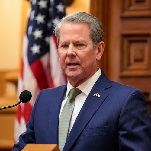 FILE - Gov. Brian Kemp speaks during the State of the State, Jan. 15, 2026, in Atlanta. (AP Photo/Brynn Anderson, File)
