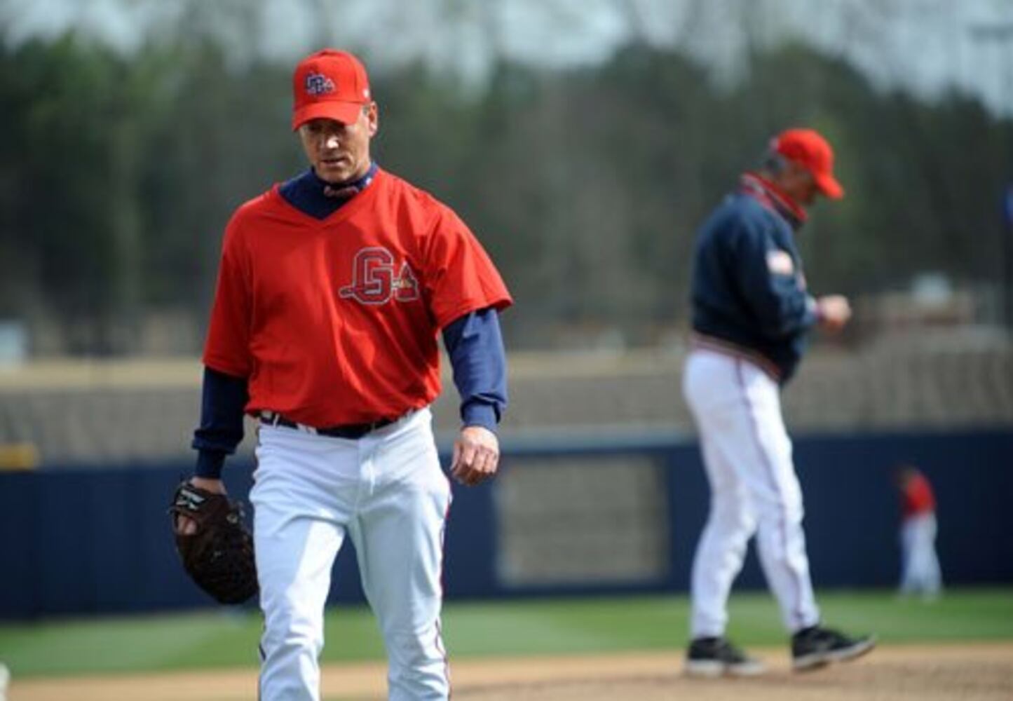 Tom Glavine practices with Gwinnett Braves