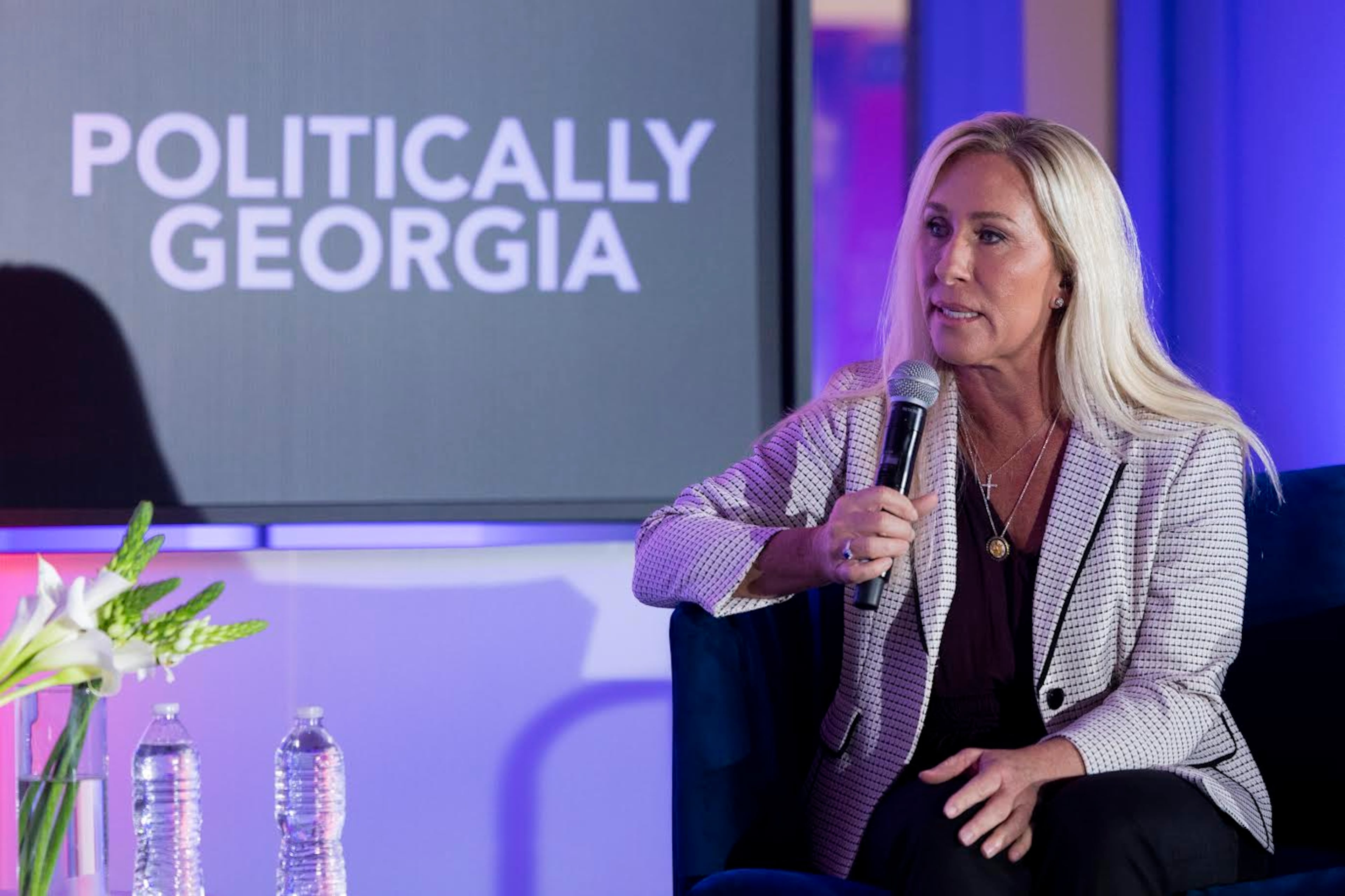 U.S. Rep. Marjorie Taylor Greene, R-Rome, is a guest today on the "Politically Georgia" podcast. (Nathan Posner for the AJC)