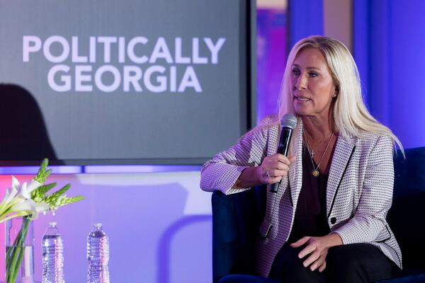 U.S. Rep. Marjorie Taylor Greene, R-Rome, is a guest today on the "Politically Georgia" podcast. (Nathan Posner for the AJC)