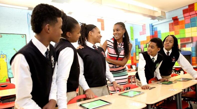 Valerie Camille Jones loves using technology to help her connect to and engage her students at the Ron Clark Academy. Jones is one of eight teachers from across the country featured in a campaign celebrating the unsung heroes of back to school — teachers. CONTRIBUTED BY J. AMEZQUA