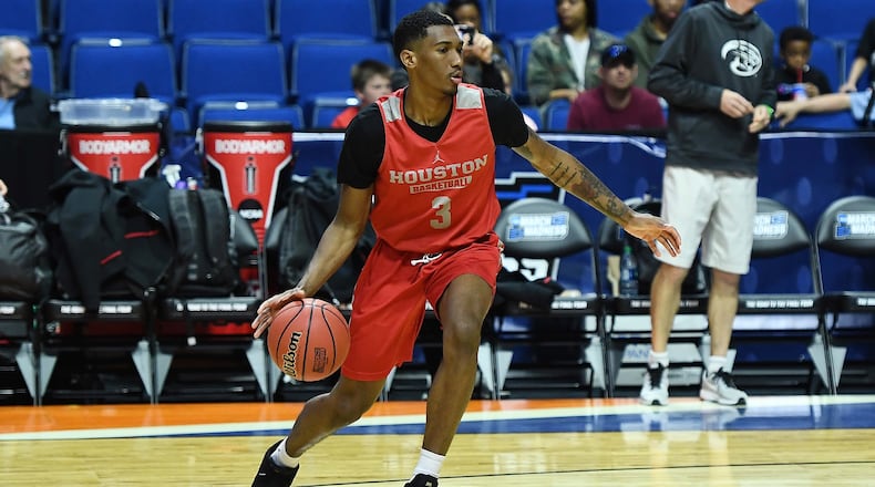 Armoni Brooks of the Houston Cougars participates in practice prior to the first round of the 2019 NCAA Division 1 Men's Basketball Championship at BOK Center on March 21, 2019 in Tulsa, Oklahoma. (Photo by Stacy Revere/Getty Images)