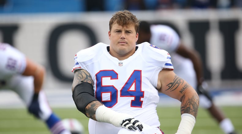 ORCHARD PARK, NY - SEPTEMBER 13: Richie Incognito #64 of the Buffalo Bills warms up before the game against the Indianapolis Colts at Ralph Wilson Stadium on September 13, 2015 in Orchard Park, New York. (Photo by Tom Szczerbowski/Getty Images)