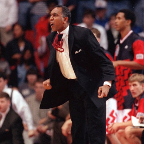 Tubby Smith — pictured coaching for Georgia in January 2024 — led the Bulldogs to consecutive NCAA Tournament appearances in 1996 and 1997, including a trip to the Sweet 16 in 1996. (Jonathan Newton/AJC)