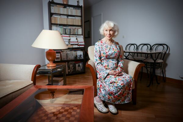 Marie-Pierre Pruvot, 89, known as Bambi, one of the first trans women in the world to become a public star, and a pioneer in global LGBTQ+ history, poses after an interview with the Associated Press, in Pantin, outside Paris, Tuesday, May 20, 2025. (AP Photo/Thomas Padilla)
