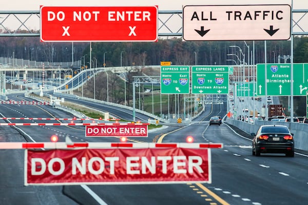 Reversible toll lanes on I-75. (JOHN SPINK/AJC 2020) 