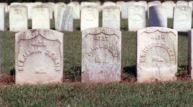 The 12,912 prisoners that died at Andersonville Prison were buried shoulder to shoulder, hence the close proximity of the markers in the Andersonville National Cemetary.