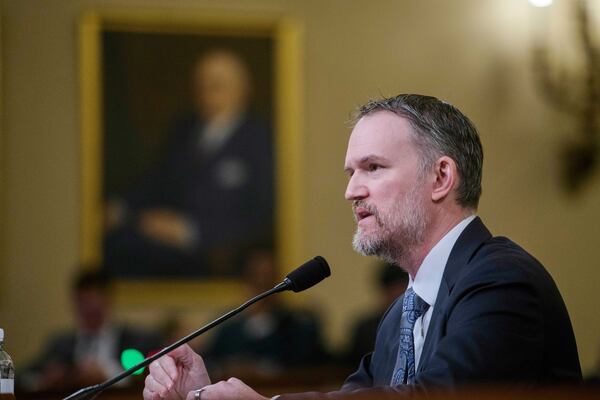 U.S. Trade Representative Jamieson Greer testifies during a House Committee on Ways and Means hearing on Capitol Hill, Wednesday, April 9, 2025, in Washington. (AP Photo/Rod Lamkey, Jr.)
