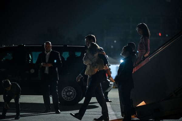 U.S. Vice President JD Vance and his family arrive in Jaipur, India, Monday, April 21, 2025. (Kenny Holston/The New York Times via AP, Pool)