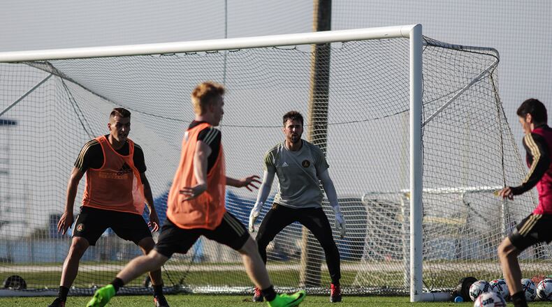 Alec Kann works out with Atlanta United in Bradenton, Fla. (Atlanta United)