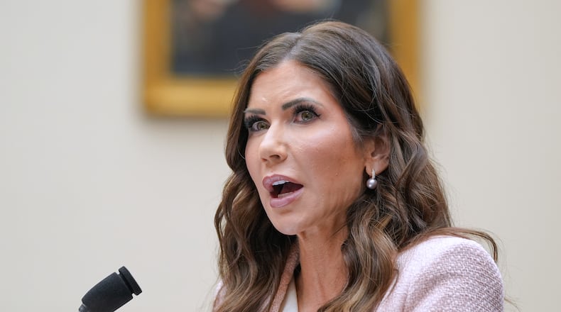 Homeland Security Secretary Kristi Noem testifies before a House Judiciary Committee hearing on the oversight of the Department of Homeland Security, Wednesday, March 4, 2026 in Washington. (AP Photo/Mariam Zuhaib)