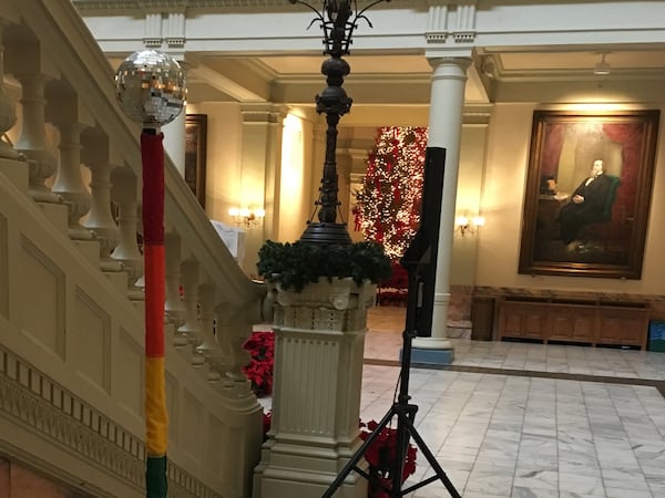 A rainbow-colored pole was placed in the Georgia Capitol in 2015.