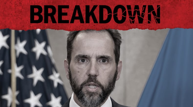 Special counsel Jack Smith speaks to the media about an indictment of former President Donald Trump the Department of Justice in Washington. (J. Scott Applewhite / AP)