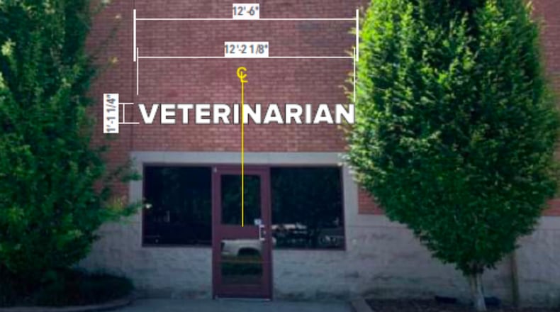 Pet Smart at 6370 North Point Parkway in Alpharetta will be adding additional wall signage for a secondary entrance that leads to veterinary services. (Courtesy City of Alpharetta)