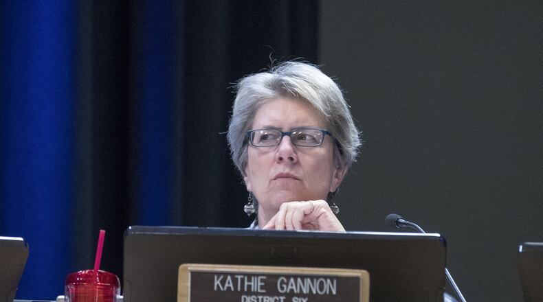 03/13/2018 — Decatur, GA - DeKalb County commissioner Kathie Gannon during a DeKalb County board of commissioners meeting in Decatur, Tuesday, March 13, 2018. ALYSSA POINTER/ALYSSA.POINTER@AJC.COM