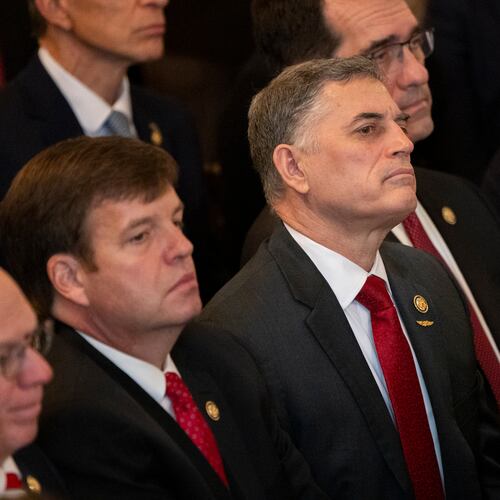 U.S. Rep. Andrew Clyde, R-Athens, is seen ahead of the signing of the Laken Riley Act in the East Room of the White House in Washington, D.C., on Jan. 29, 2025. (Nathan Posner for the AJC)