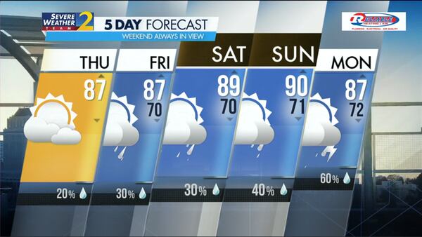 Five-day forecast for May 23, 2024.